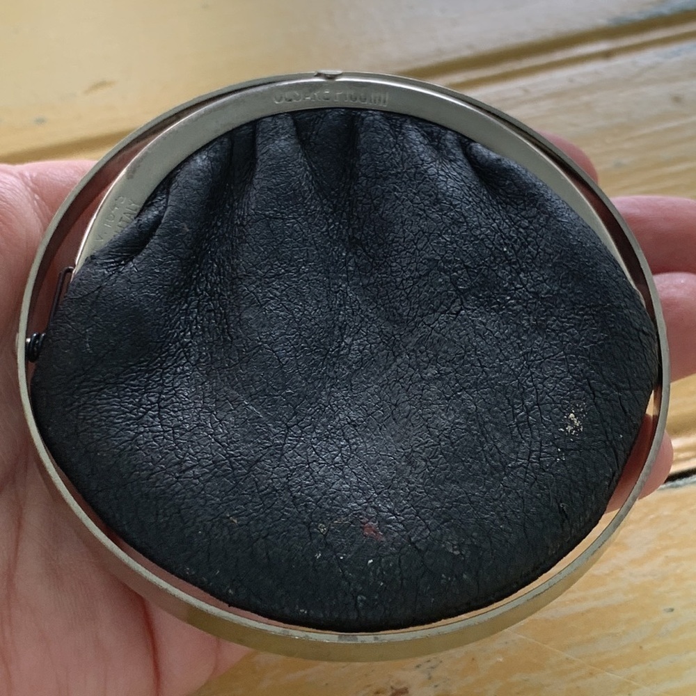 Cesare Piccini || Vintage Made in Italy Black Leather Silver Sphere Coin Purse - Picture 17 of 17